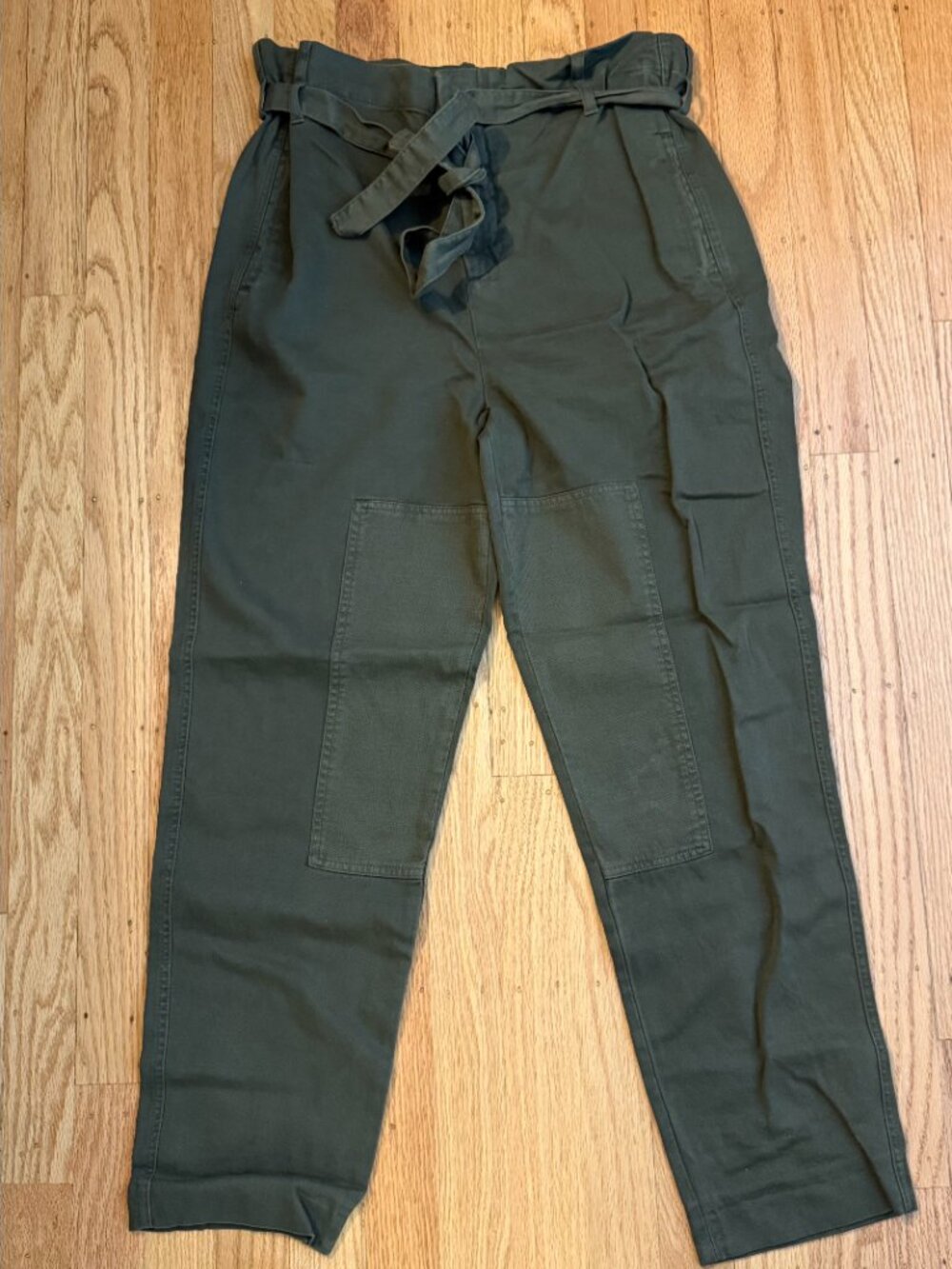 ZARA Olive Green High-Waist Paperbag Trousers XS - Picture 6 of 9